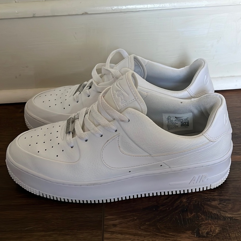 Nike Air Force 1 Sage Low Women’s All White Platform Sneaker